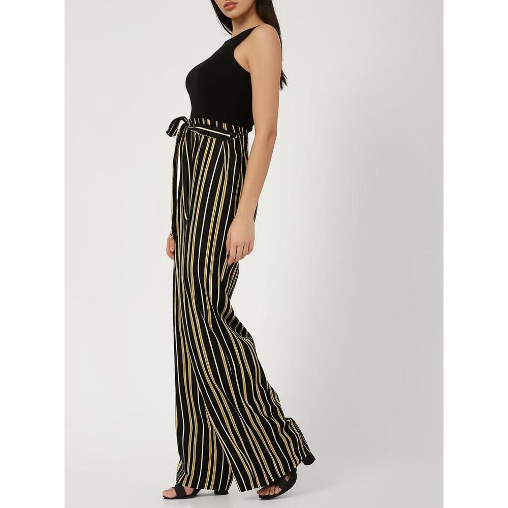MittoShop Striped Tie Front Palazzo‎ Pants Wide Leg Bohemian Chic Womens Large